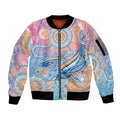 Aussie NAIDOC Week Pastel Sleeve Zip Bomber Jacket Dreaming Whales