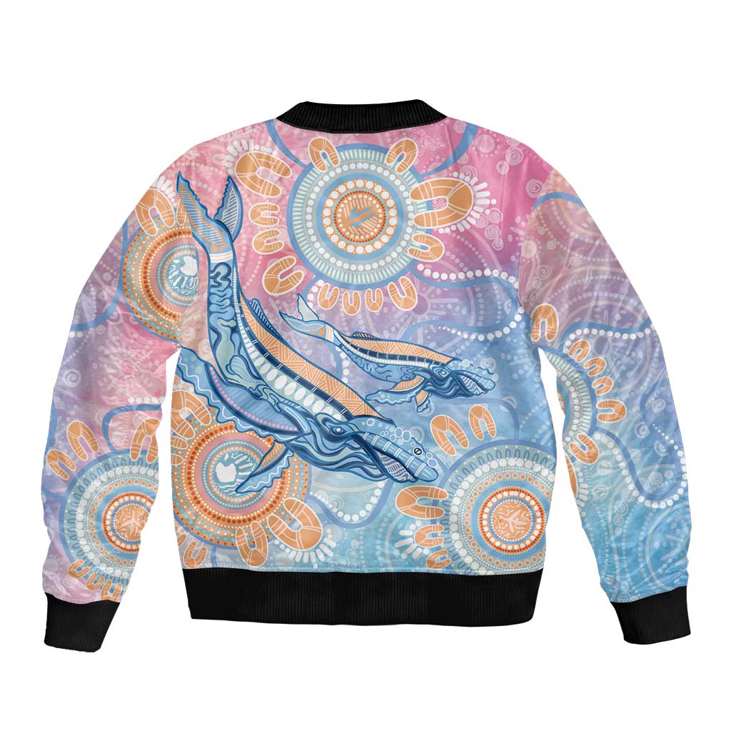 Aussie NAIDOC Week Pastel Sleeve Zip Bomber Jacket Dreaming Whales