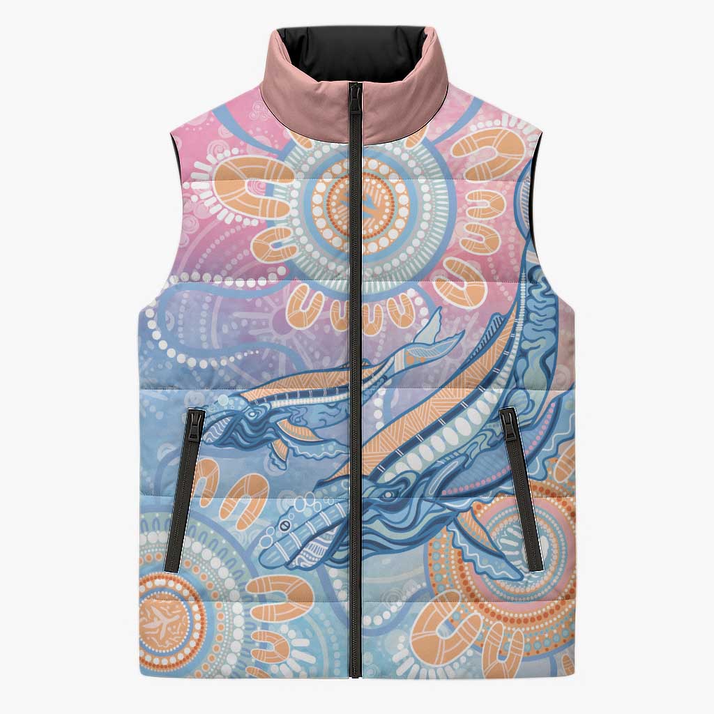Aussie NAIDOC Week Pastel Sleeveless Puffer Jacket Dreaming Whales