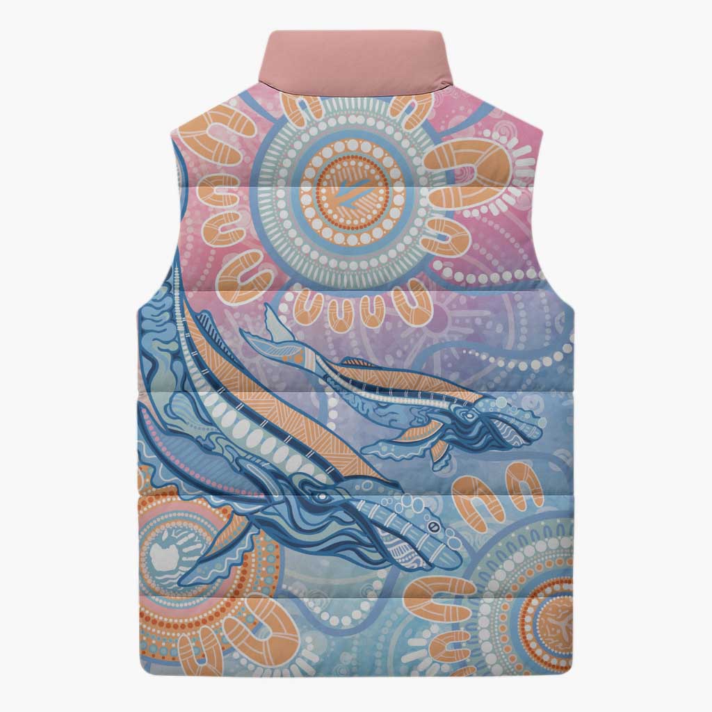 Aussie NAIDOC Week Pastel Sleeveless Puffer Jacket Dreaming Whales