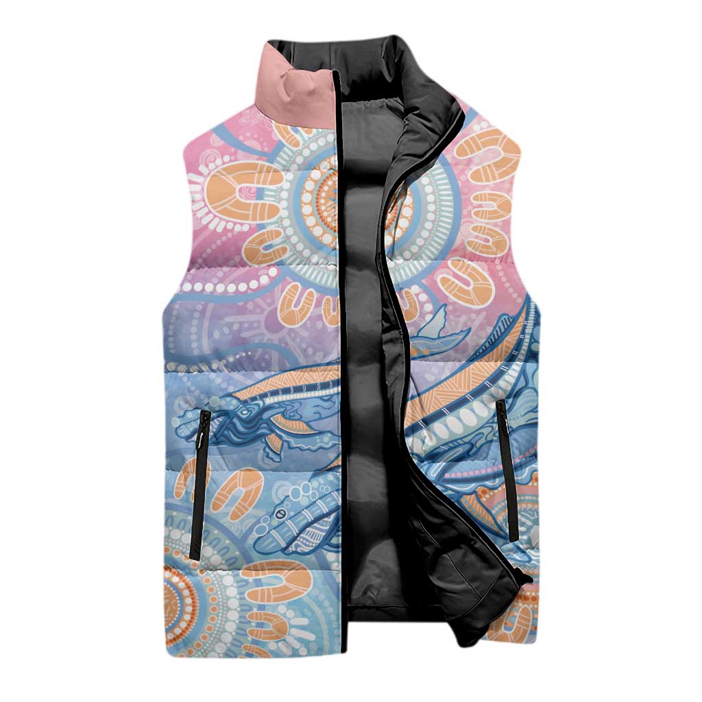 Aussie NAIDOC Week Pastel Sleeveless Puffer Jacket Dreaming Whales