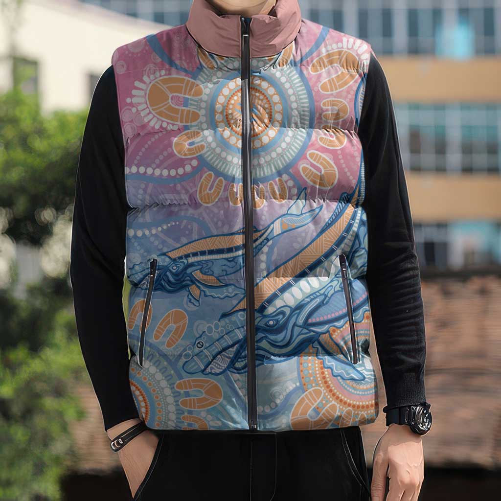 Aussie NAIDOC Week Pastel Sleeveless Puffer Jacket Dreaming Whales