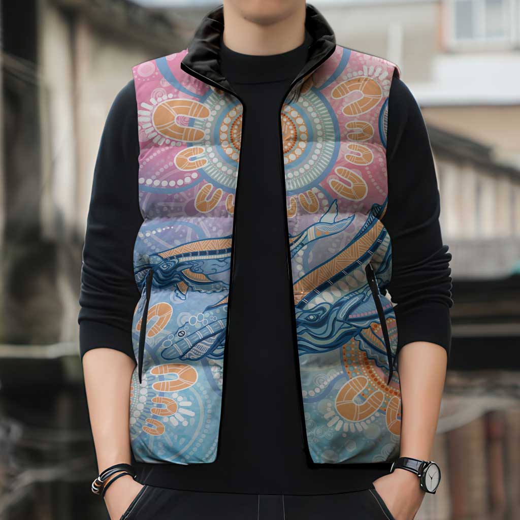 Aussie NAIDOC Week Pastel Sleeveless Puffer Jacket Dreaming Whales