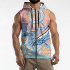 Aussie NAIDOC Week Pastel Sleeveless Zip Hoodie Dreaming Whales