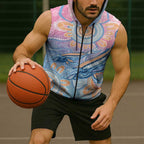 Aussie NAIDOC Week Pastel Sleeveless Zip Hoodie Dreaming Whales