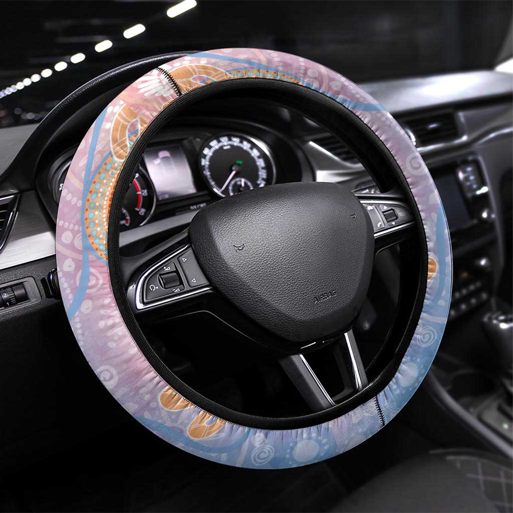 Aussie NAIDOC Week Pastel Steering Wheel Cover Dreaming Whales