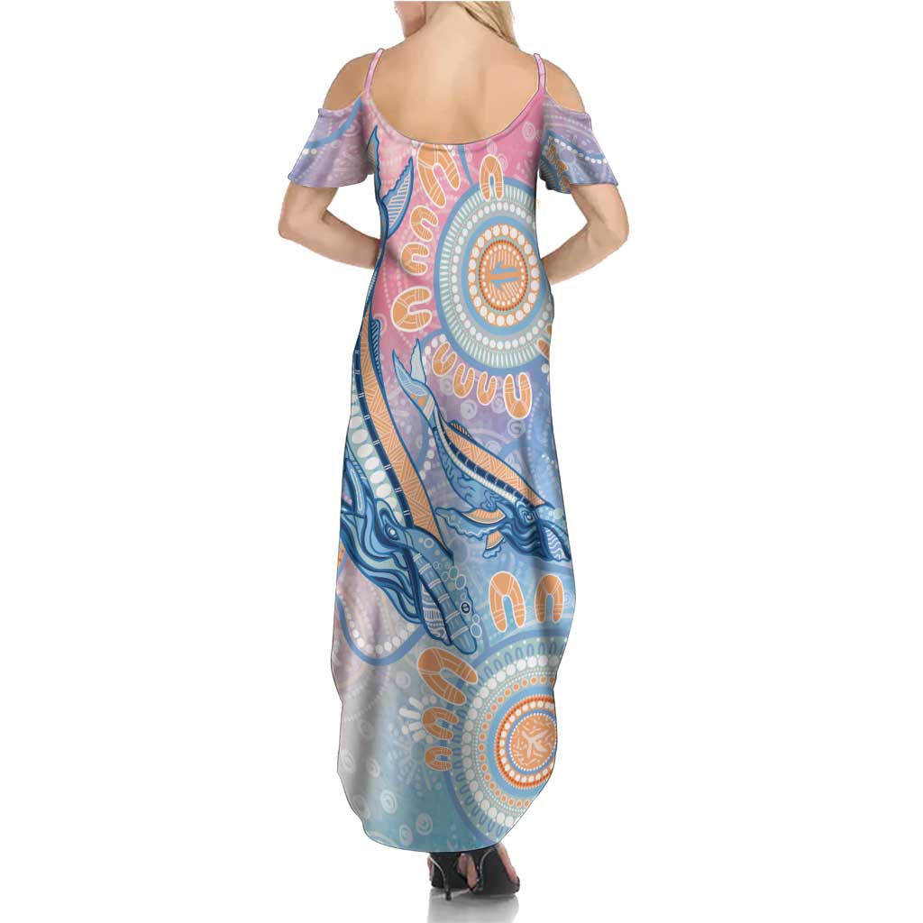 Aussie NAIDOC Week Pastel Summer Maxi Dress Dreaming Whales