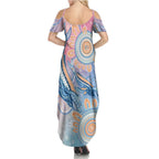 Aussie NAIDOC Week Pastel Summer Maxi Dress Dreaming Whales