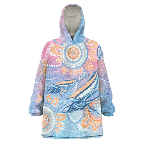 Aussie NAIDOC Week Pastel Wearable Blanket Hoodie Dreaming Whales
