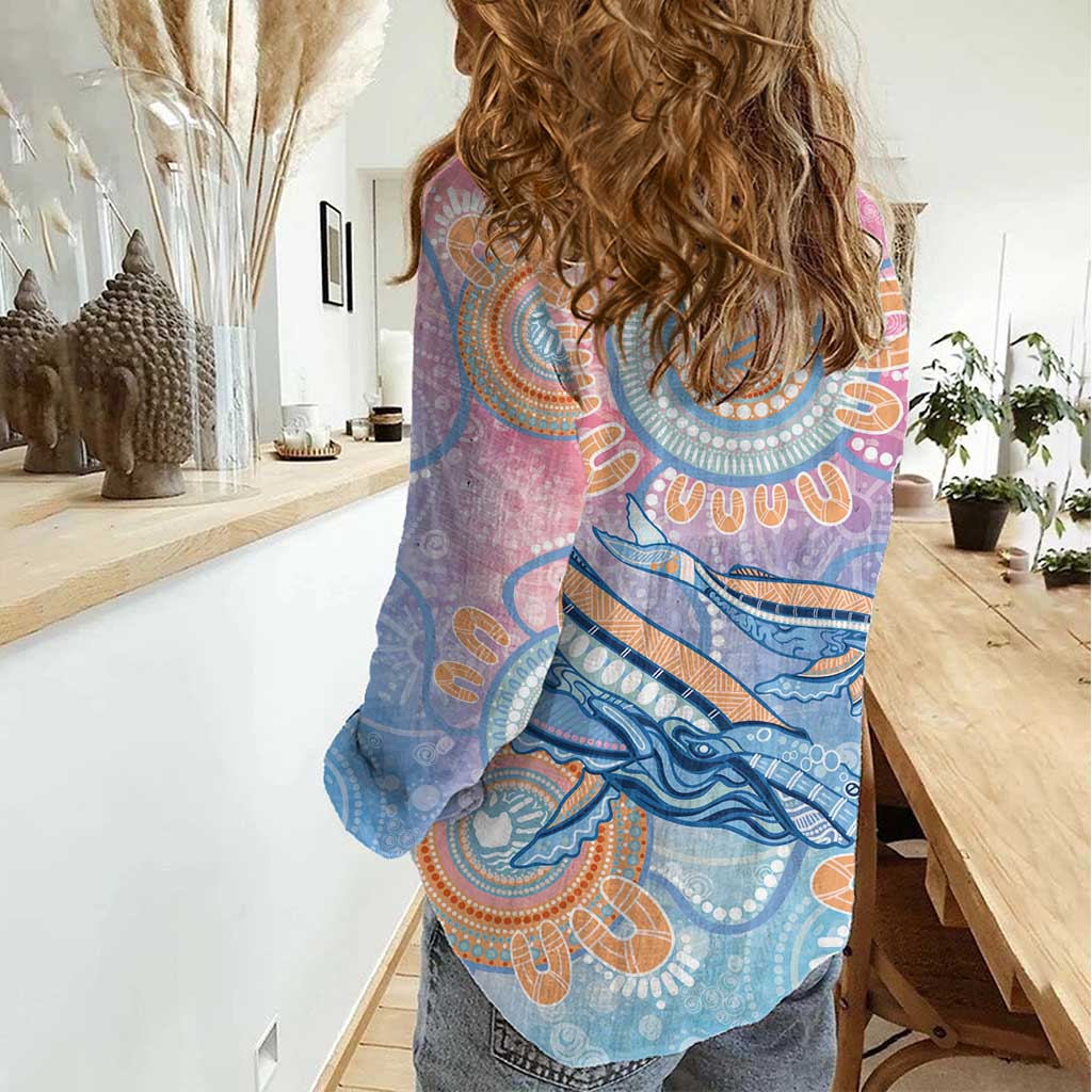 Aussie NAIDOC Week Pastel Women Casual Shirt Dreaming Whales