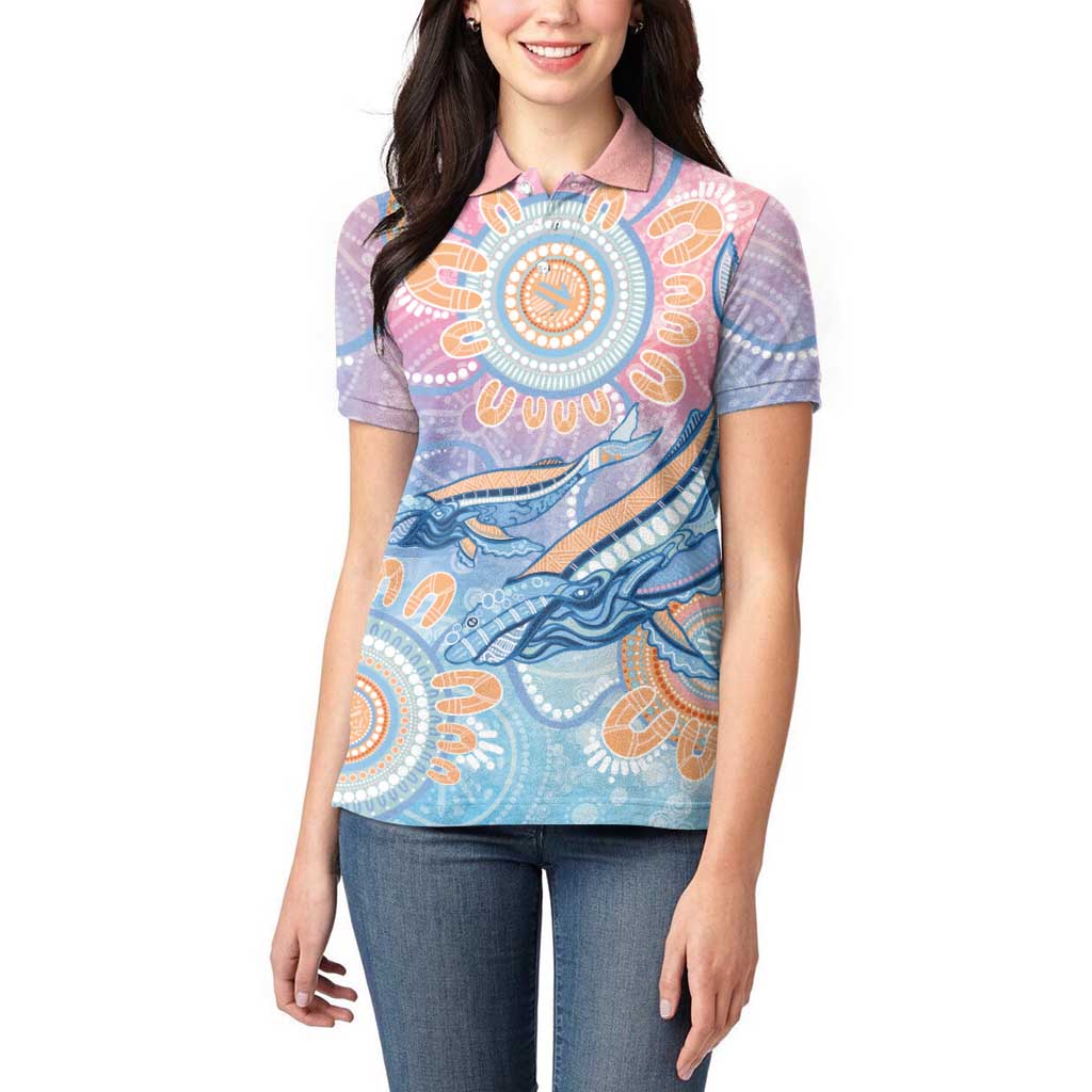 Aussie NAIDOC Week Pastel Women Polo Shirt Dreaming Whales