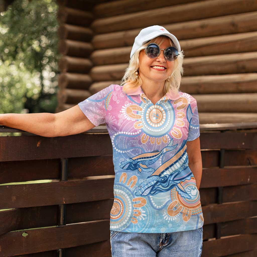 Aussie NAIDOC Week Pastel Women Polo Shirt Dreaming Whales