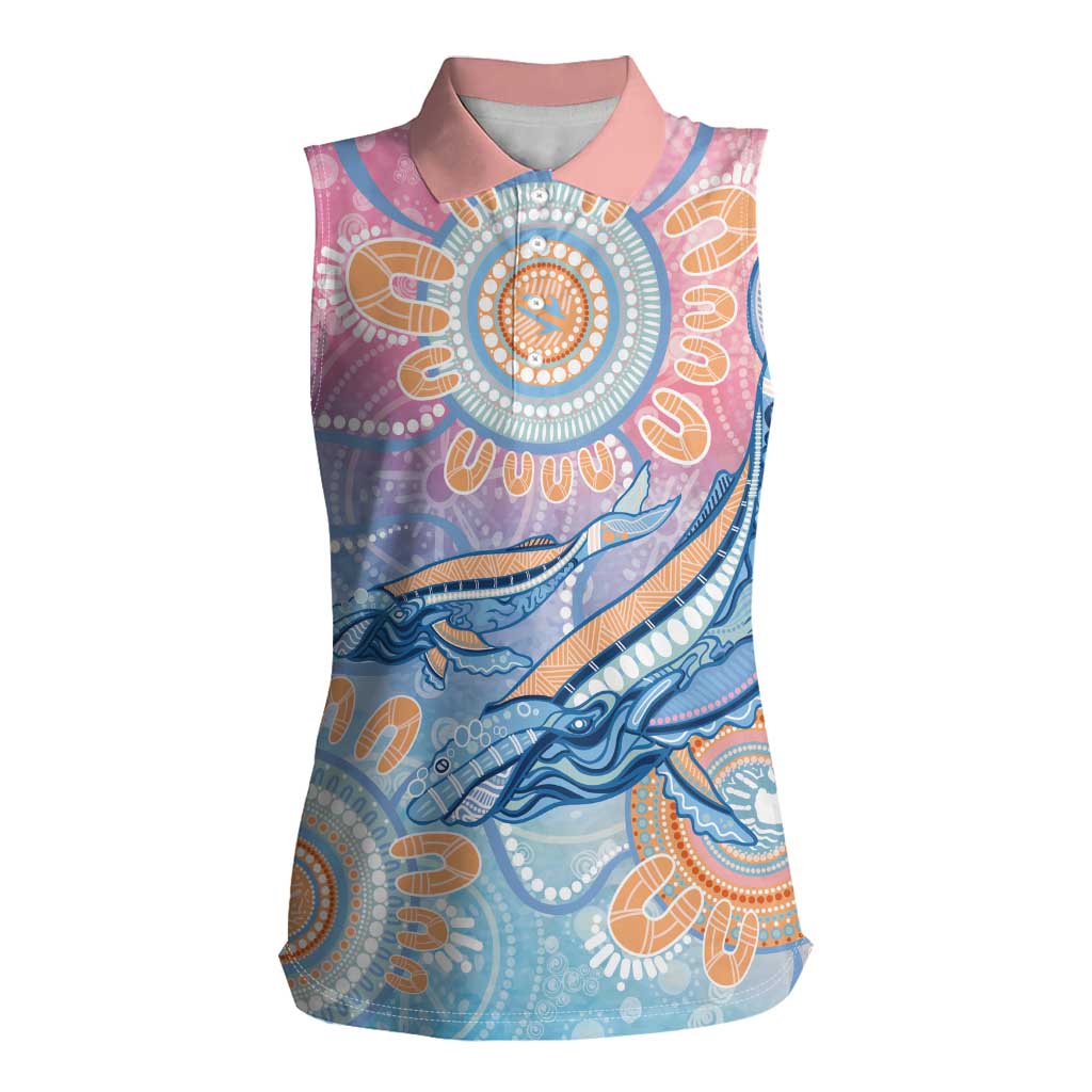 Aussie NAIDOC Week Pastel Women Sleeveless Polo Shirt Dreaming Whales
