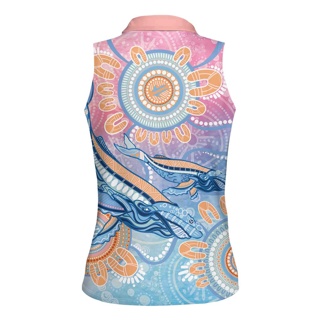 Aussie NAIDOC Week Pastel Women Sleeveless Polo Shirt Dreaming Whales