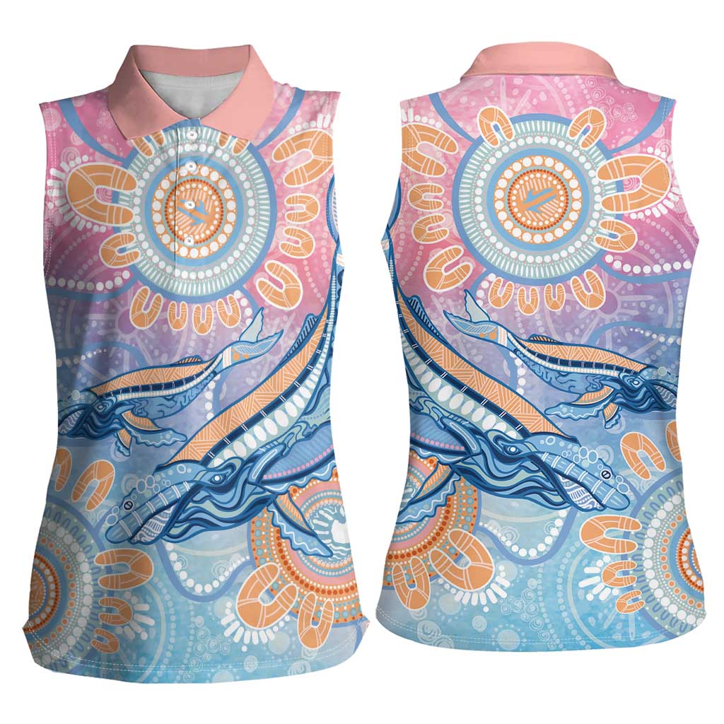 Aussie NAIDOC Week Pastel Women Sleeveless Polo Shirt Dreaming Whales