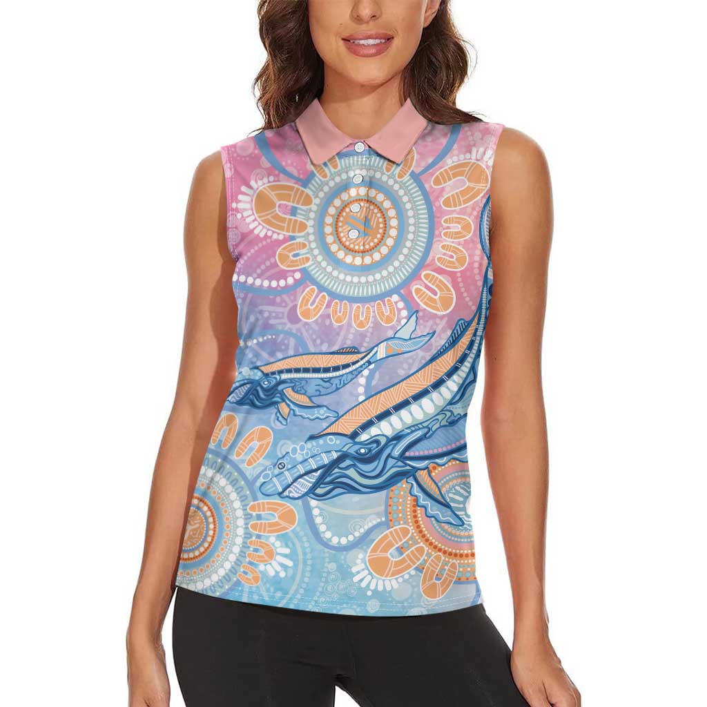 Aussie NAIDOC Week Pastel Women Sleeveless Polo Shirt Dreaming Whales