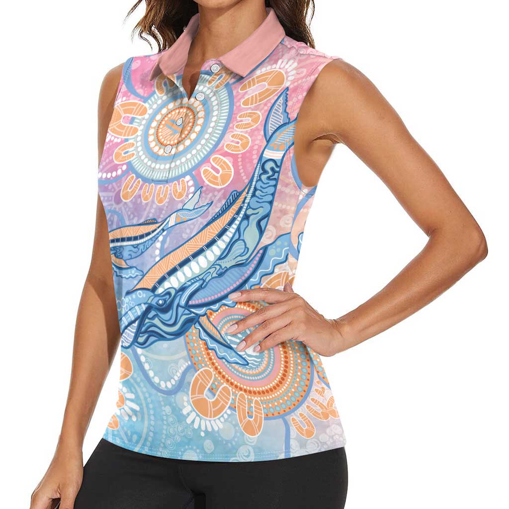 Aussie NAIDOC Week Pastel Women Sleeveless Polo Shirt Dreaming Whales