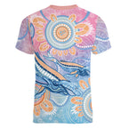 Aussie NAIDOC Week Pastel Women V-Neck T-Shirt Dreaming Whales