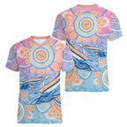 Aussie NAIDOC Week Pastel Women V-Neck T-Shirt Dreaming Whales