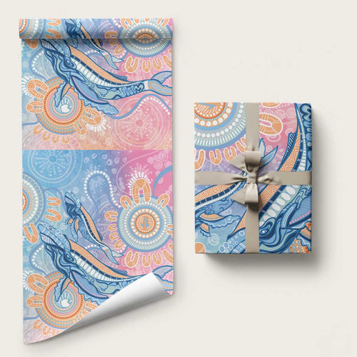 Aussie NAIDOC Week Pastel Wrapping Paper Dreaming Whales