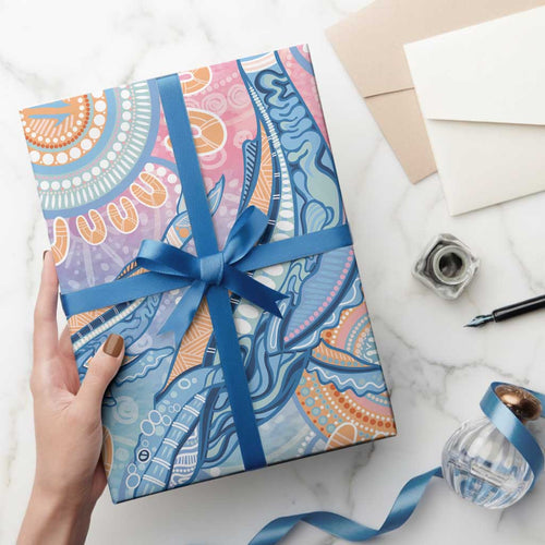 Aussie NAIDOC Week Pastel Wrapping Paper Dreaming Whales
