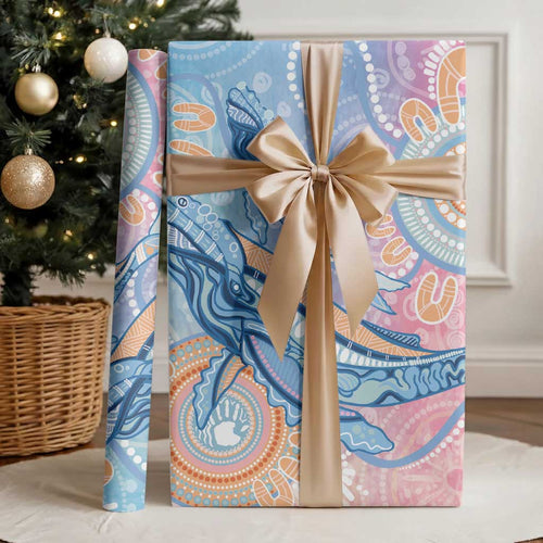 Aussie NAIDOC Week Pastel Wrapping Paper Dreaming Whales