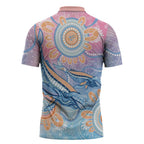 Aussie NAIDOC Week Pastel Zipper Polo Shirt Dreaming Whales