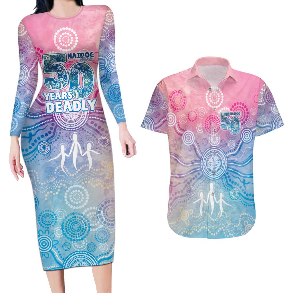 Australia NAIDOC Week 2026 50 Years Deadly Couples Matching Long Sleeve Bodycon Dress and Hawaiian Shirt Celestial Glows