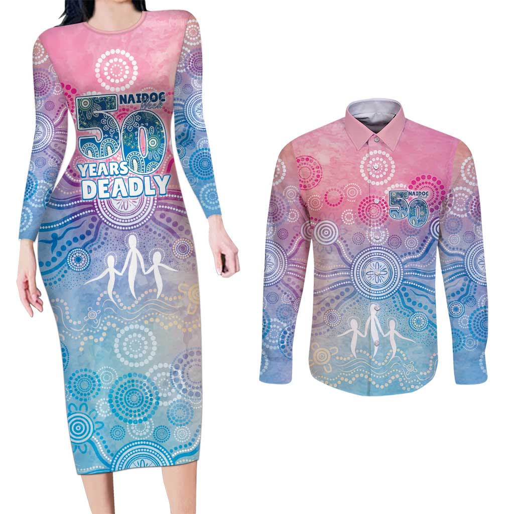 Australia NAIDOC Week 2026 50 Years Deadly Couples Matching Long Sleeve Bodycon Dress and Long Sleeve Button Shirt Celestial Glows