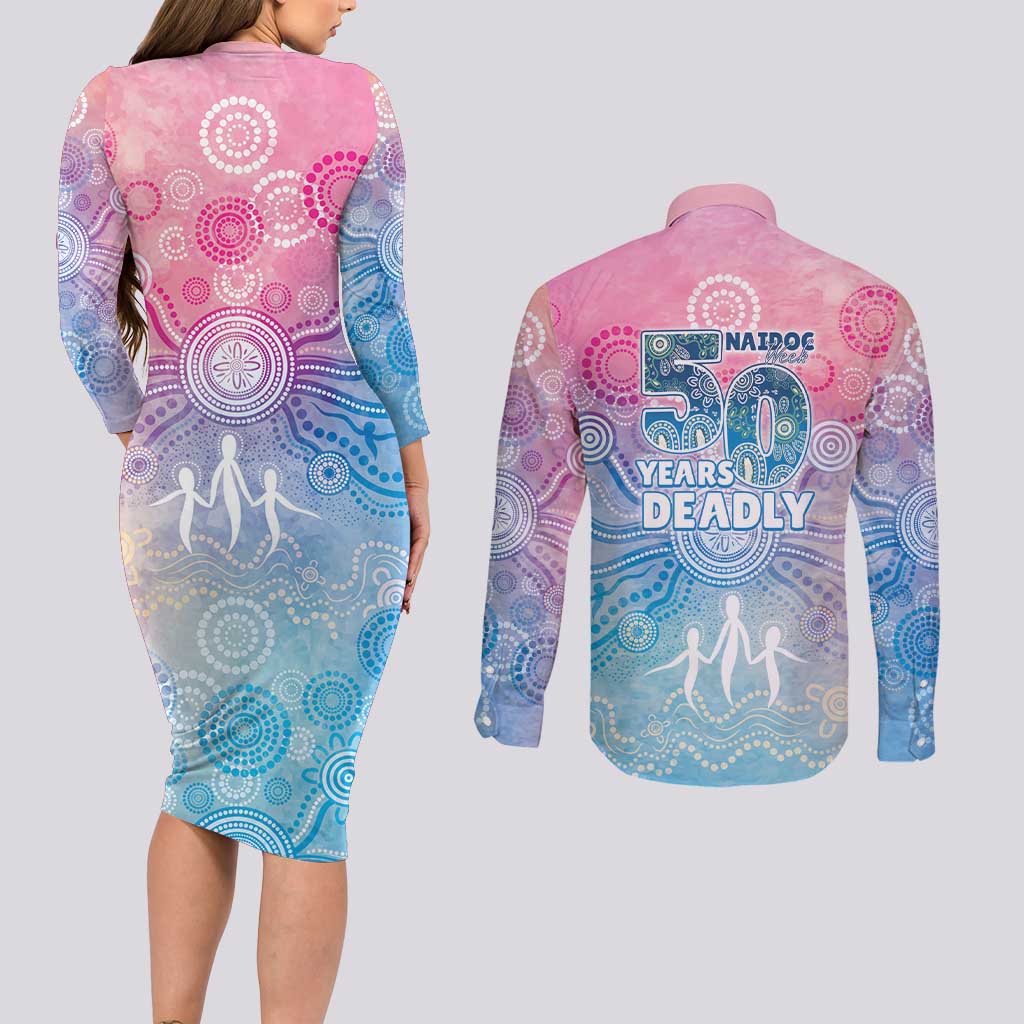 Australia NAIDOC Week 2026 50 Years Deadly Couples Matching Long Sleeve Bodycon Dress and Long Sleeve Button Shirt Celestial Glows
