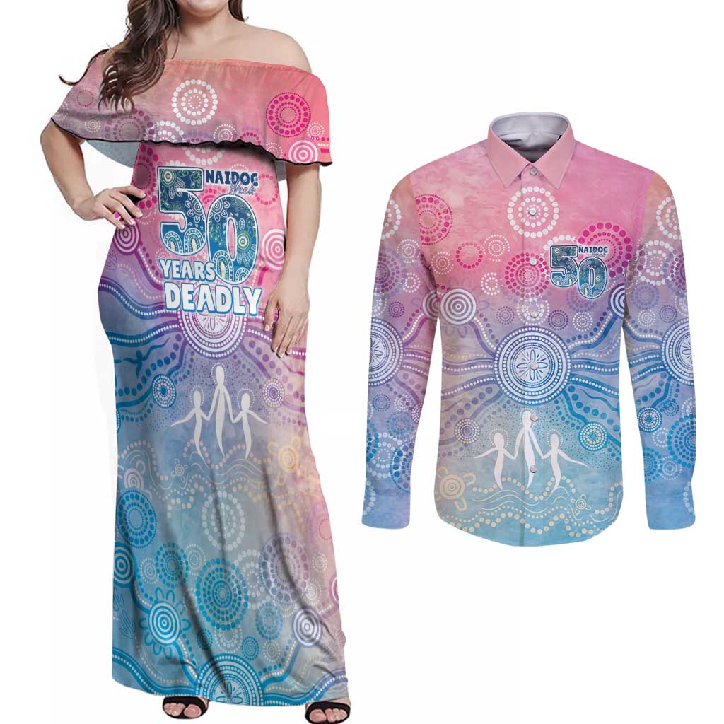 Australia NAIDOC Week 2026 50 Years Deadly Couples Matching Off Shoulder Maxi Dress and Long Sleeve Button Shirt Celestial Glows
