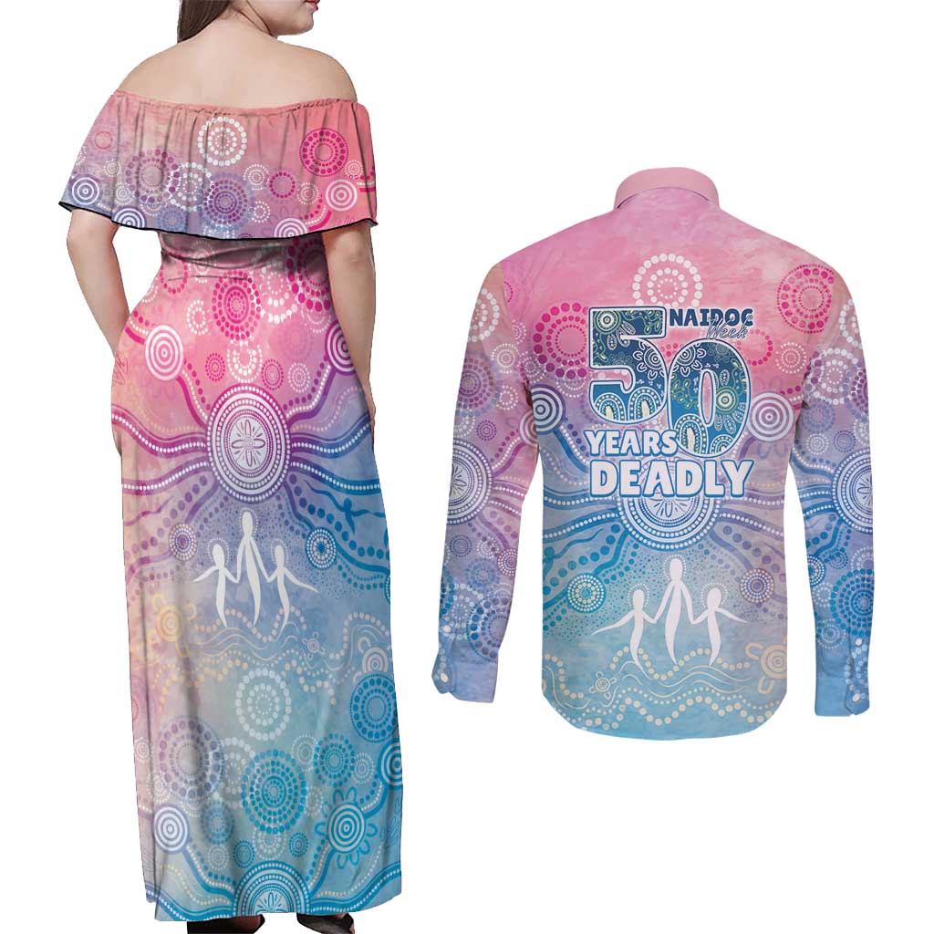 Australia NAIDOC Week 2026 50 Years Deadly Couples Matching Off Shoulder Maxi Dress and Long Sleeve Button Shirt Celestial Glows