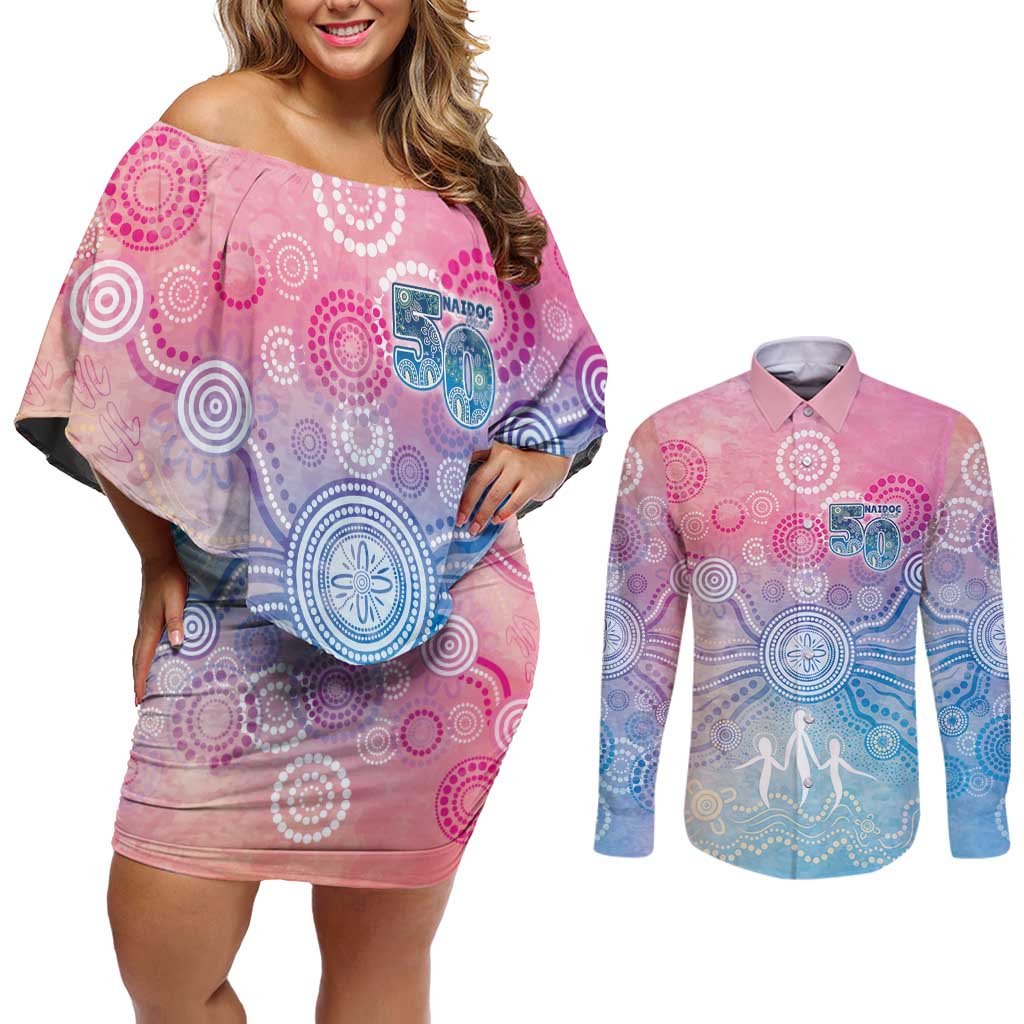 Australia NAIDOC Week 2026 50 Years Deadly Couples Matching Off Shoulder Short Dress and Long Sleeve Button Shirt Celestial Glows