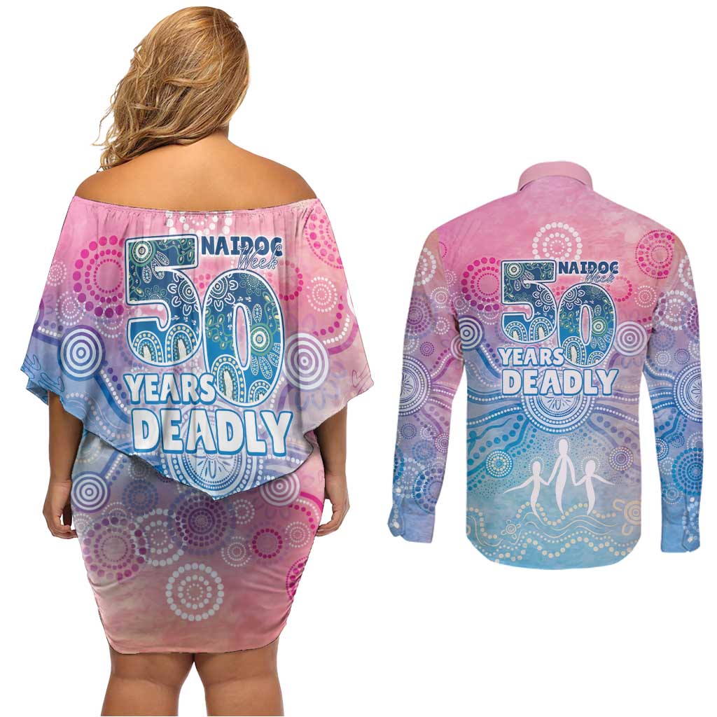 Australia NAIDOC Week 2026 50 Years Deadly Couples Matching Off Shoulder Short Dress and Long Sleeve Button Shirt Celestial Glows