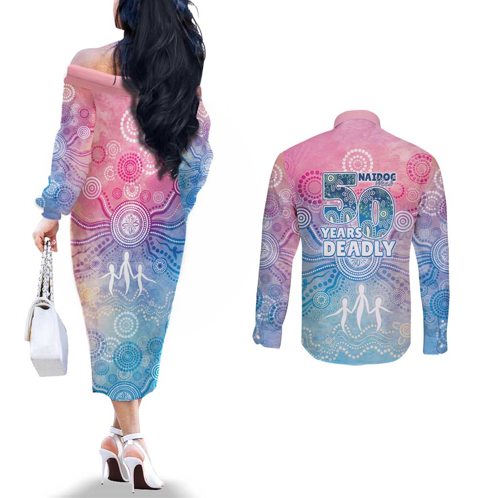 Australia NAIDOC Week 2026 50 Years Deadly Couples Matching Off The Shoulder Long Sleeve Dress and Long Sleeve Button Shirt Celestial Glows