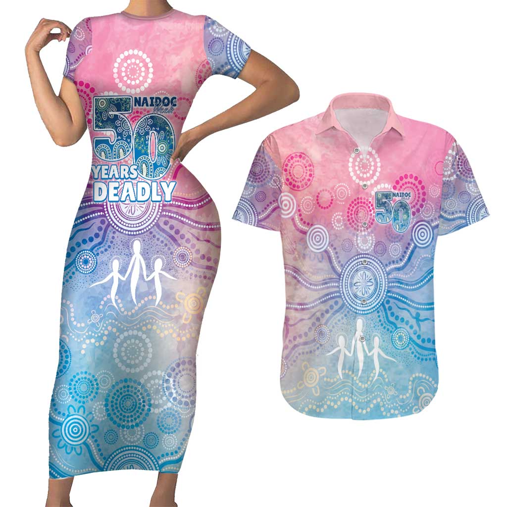 Australia NAIDOC Week 2026 50 Years Deadly Couples Matching Short Sleeve Bodycon Dress and Hawaiian Shirt Celestial Glows