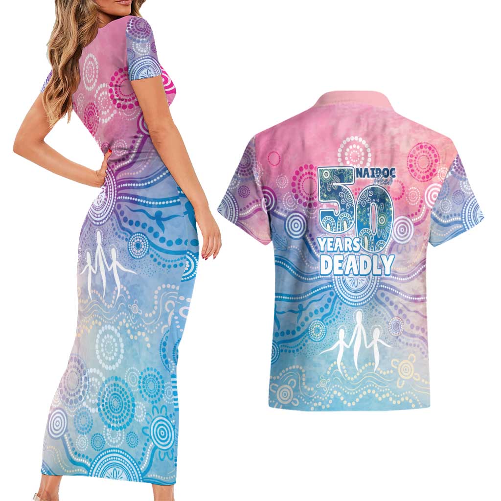 Australia NAIDOC Week 2026 50 Years Deadly Couples Matching Short Sleeve Bodycon Dress and Hawaiian Shirt Celestial Glows
