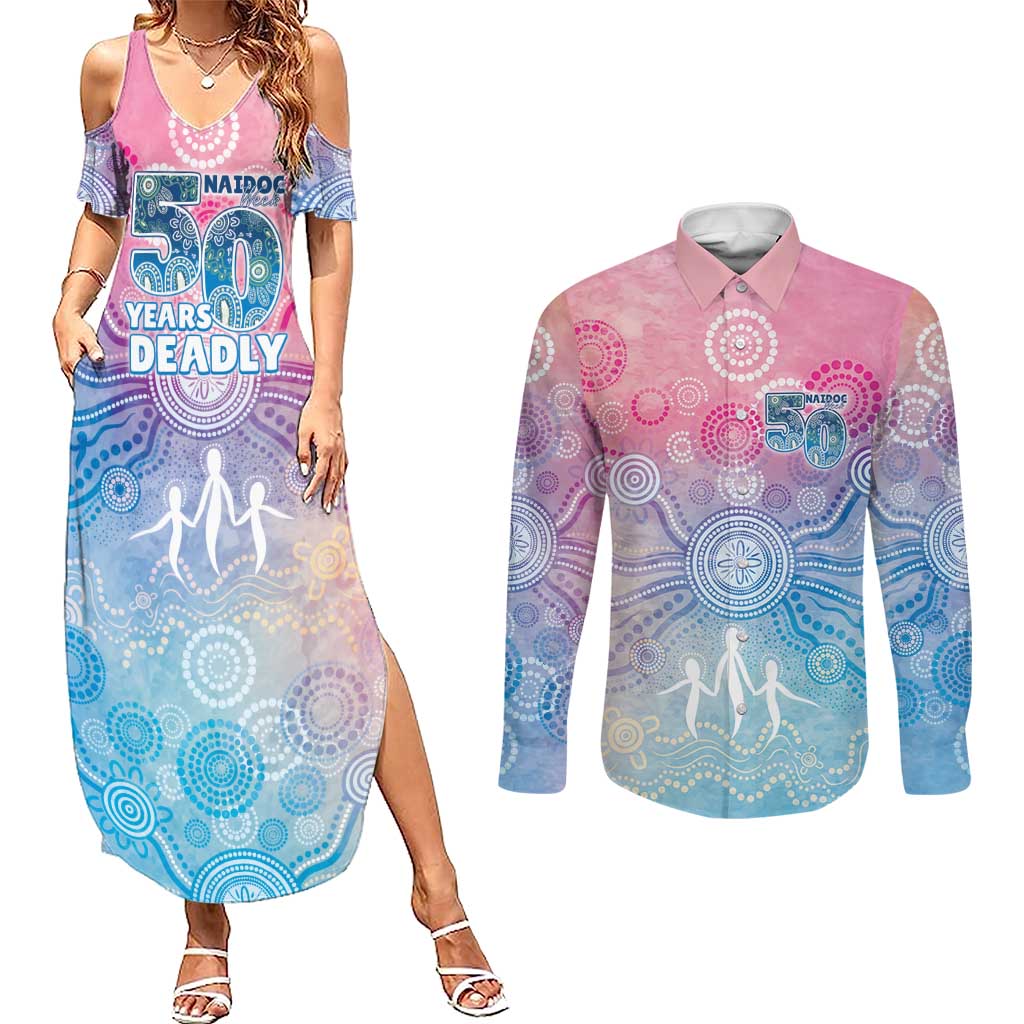 Australia NAIDOC Week 2026 50 Years Deadly Couples Matching Summer Maxi Dress and Long Sleeve Button Shirt Celestial Glows