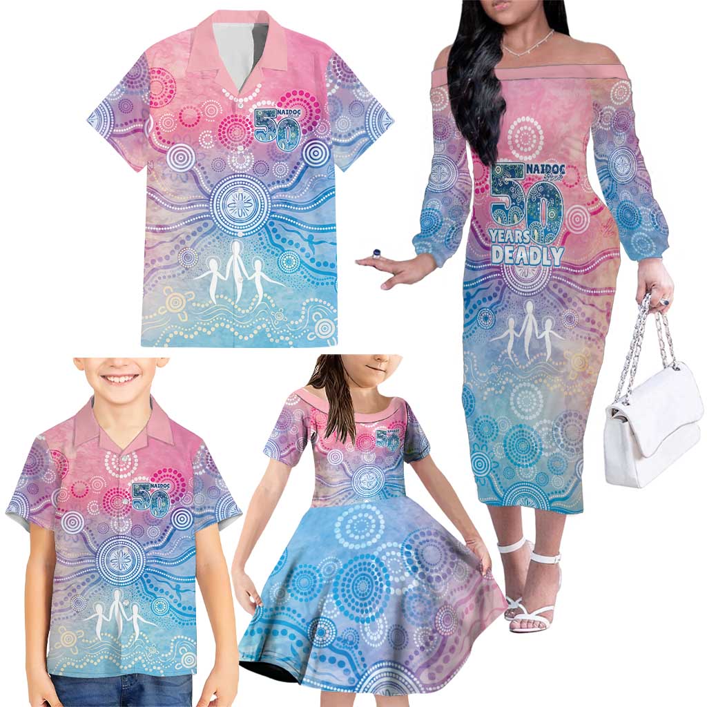 Australia NAIDOC Week 2026 50 Years Deadly Family Matching Off The Shoulder Long Sleeve Dress and Hawaiian Shirt Celestial Glows