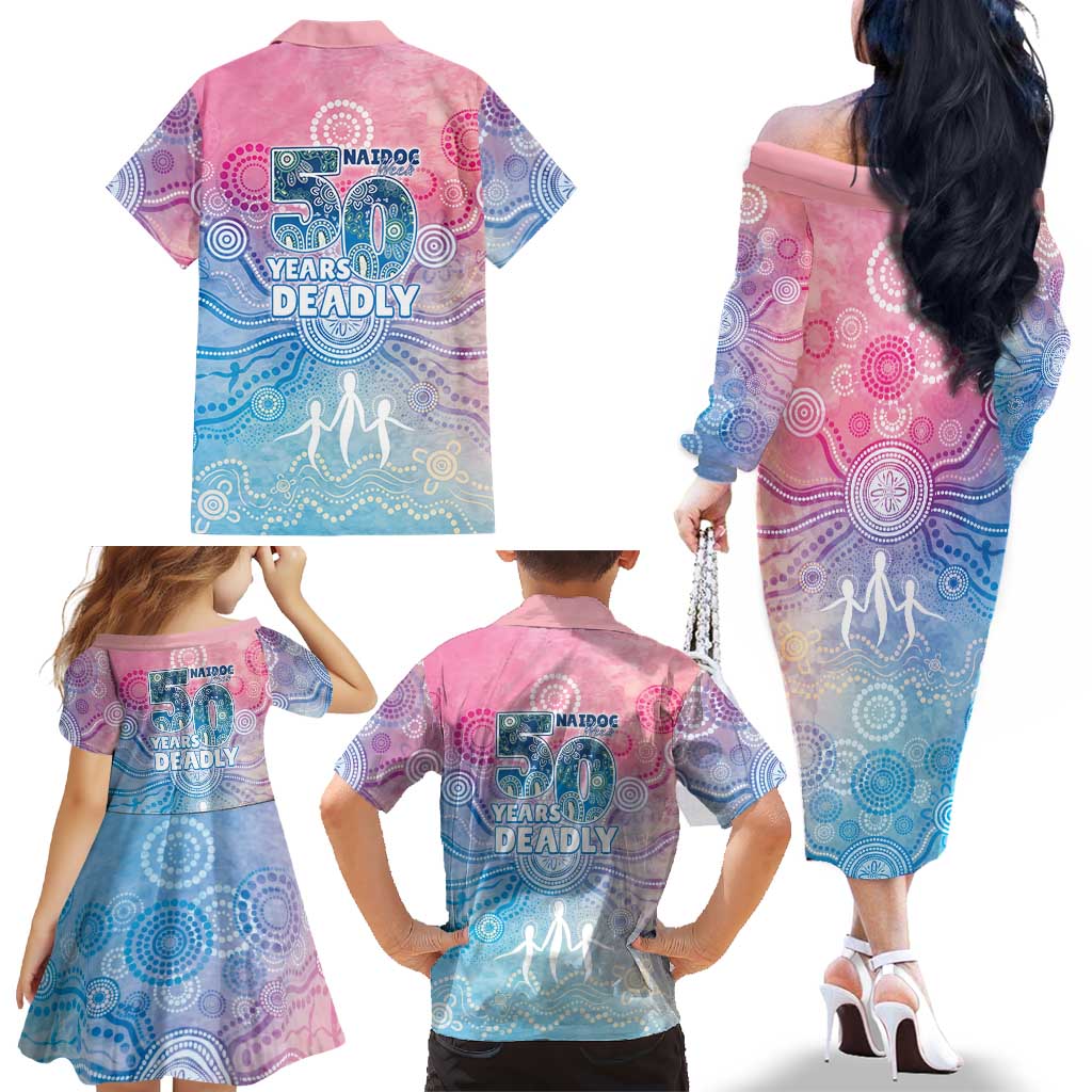 Australia NAIDOC Week 2026 50 Years Deadly Family Matching Off The Shoulder Long Sleeve Dress and Hawaiian Shirt Celestial Glows