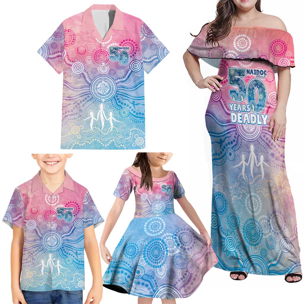 Australia NAIDOC Week 2026 50 Years Deadly Family Matching Off Shoulder Maxi Dress and Hawaiian Shirt Celestial Glows