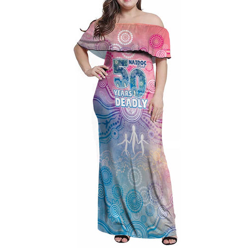 Australia NAIDOC Week 2026 50 Years Deadly Family Matching Off Shoulder Maxi Dress and Hawaiian Shirt Celestial Glows