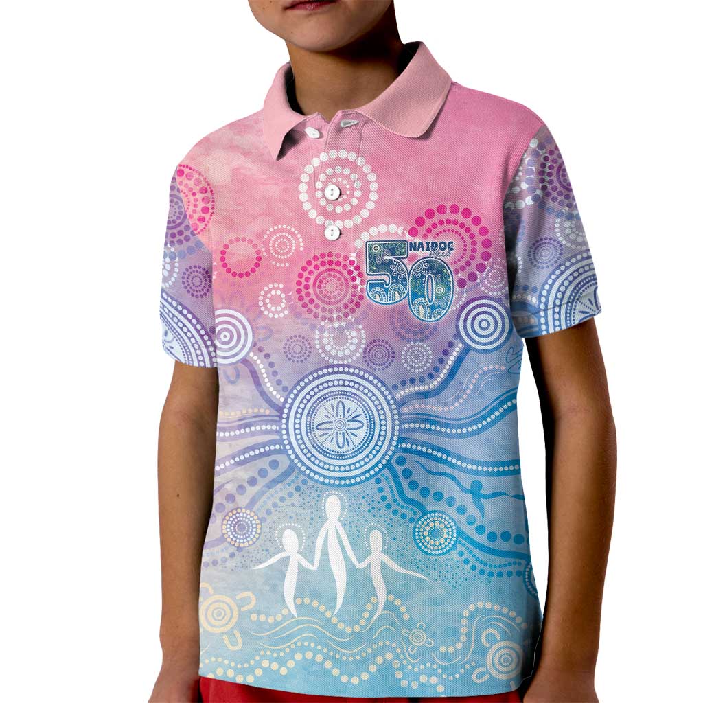 Australia NAIDOC Week 2026 50 Years Deadly Kid Polo Shirt Celestial Glows