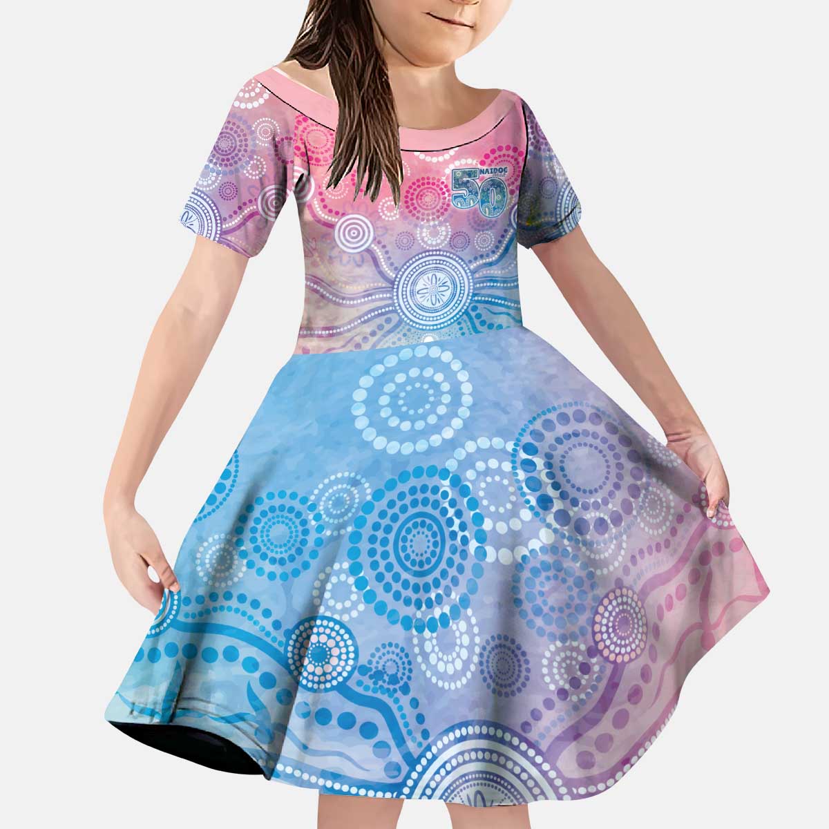 Australia NAIDOC Week 2026 50 Years Deadly Kid Short Sleeve Dress Celestial Glows
