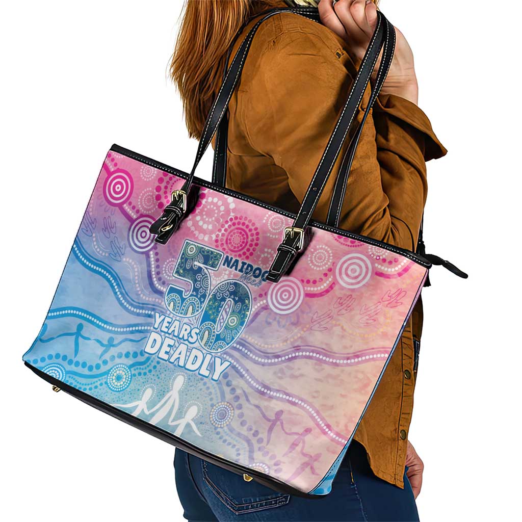 Australia NAIDOC Week 2026 50 Years Deadly Leather Tote Bag Celestial Glows