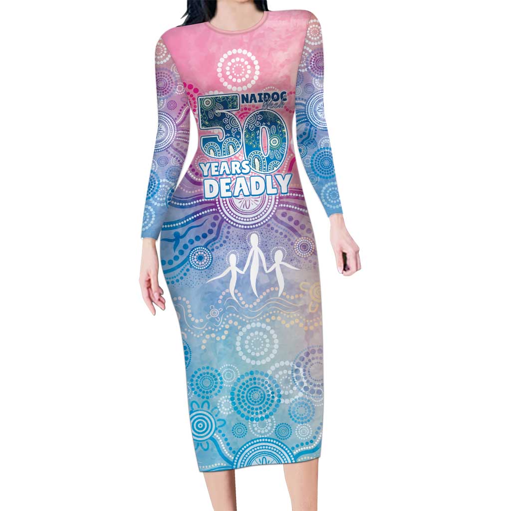 Australia NAIDOC Week 2026 50 Years Deadly Long Sleeve Bodycon Dress Celestial Glows