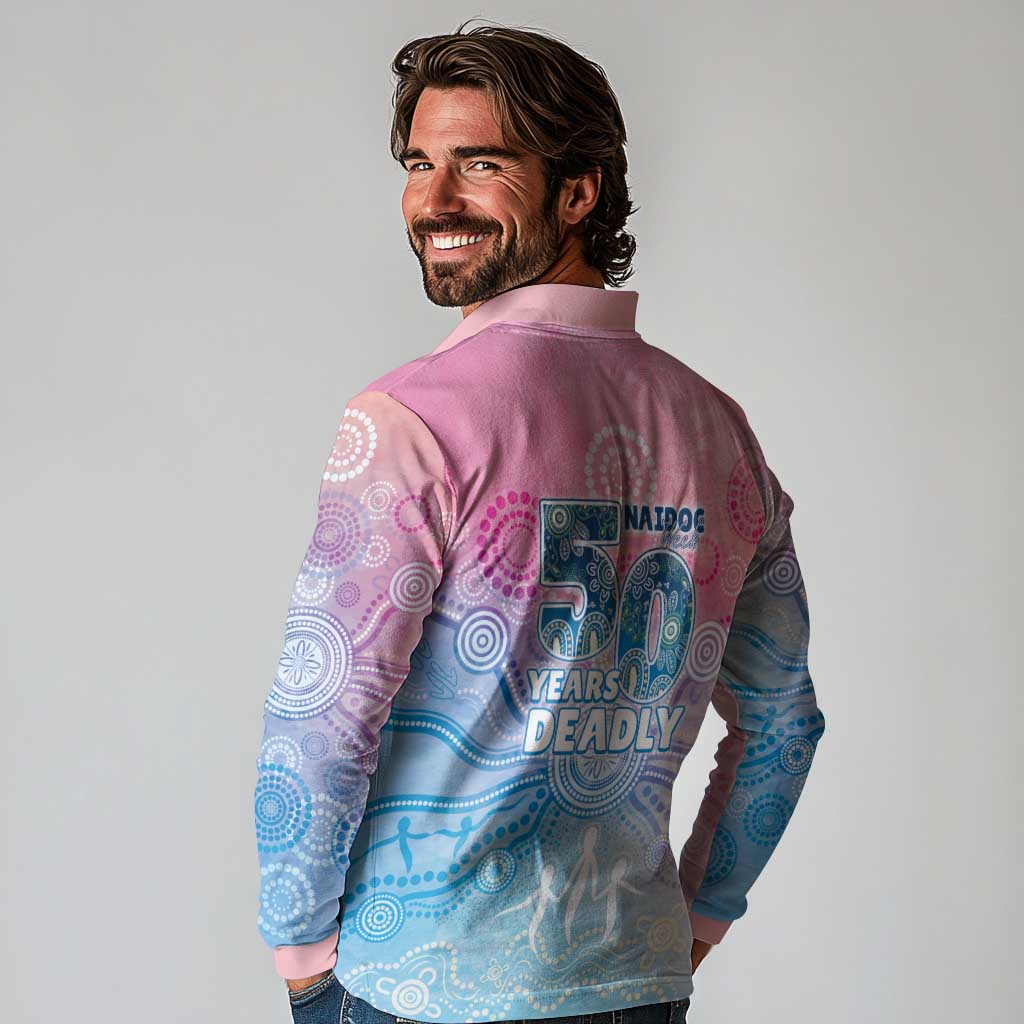 Australia NAIDOC Week 2026 50 Years Deadly Long Sleeve Polo Shirt Celestial Glows