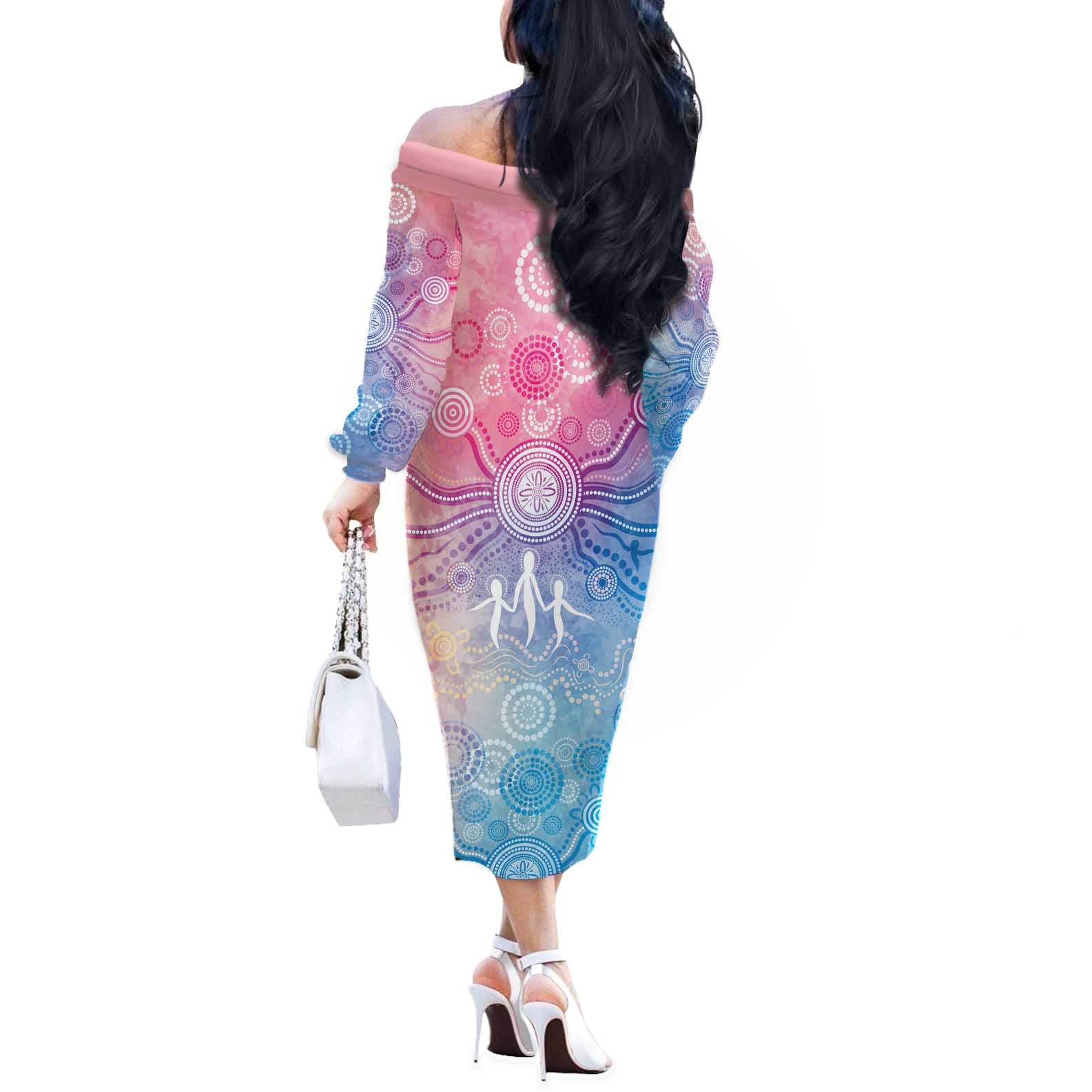 Australia NAIDOC Week 2026 50 Years Deadly Off The Shoulder Long Sleeve Dress Celestial Glows