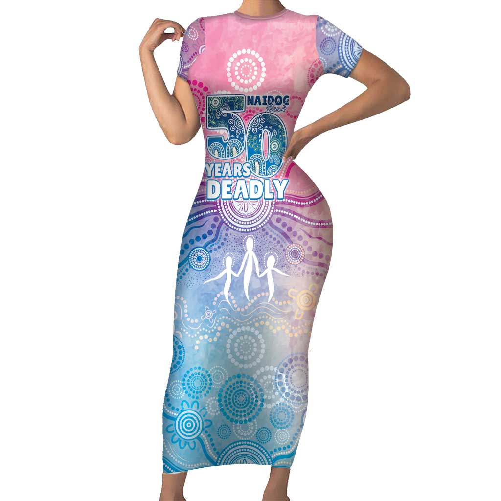 Australia NAIDOC Week 2026 50 Years Deadly Short Sleeve Bodycon Dress Celestial Glows