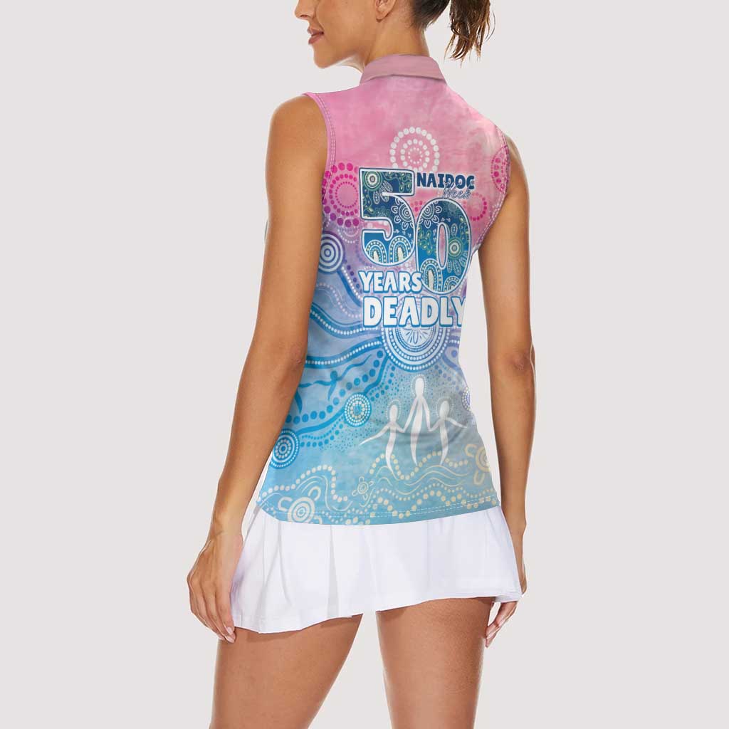 Australia NAIDOC Week 2026 50 Years Deadly Women Sleeveless Polo Shirt Celestial Glows